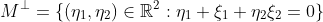 M^{\perp}=\{(\eta_1,\eta_2)\in\mathbb{R}^2:\eta_1 \xi_1+\eta_2\xi_2=0\}