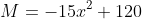 M=-15x^2+120