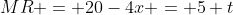 MR = 20-4x = 5+t
