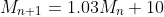 M_{n+1}=1.03M_{n}+10