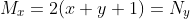 M_x=2(x+y+1)=N_y
