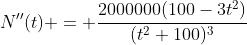 N''(t) = \frac{2000000(100-3t^2)}{(t^2+100)^3}