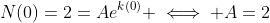 N(0)=2=Ae^{k(0)} \iff A=2