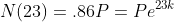 N(23)=.86P=Pe^{23k}