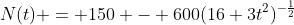 N(t) = 150 - 600(16+3t^2)^{-\frac{1}{2}}