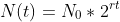 N(t)=N_{0}*2^{rt}