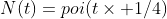 N(t)=poi(t\times 1/4)