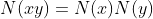 N(xy)=N(x)N(y)