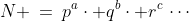 N \:=\:p^a\cdot q^b\cdot r^c\,\cdots
