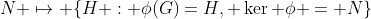 N \mapsto \{H : \phi(G)=H, \ker \phi = N\}