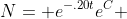 N= e^{-.20t}e^{C} 