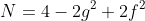 N=4-2g^2+2f^2