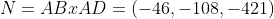 N=ABxAD=(-46,-108,-421)