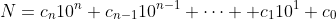 N=c_n10^n+c_{n-1}10^{n-1}+\cdots +c_110^1+c_0