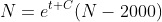 N=e^{t+C}(N-2000)