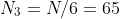 N_3=N/6=65