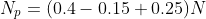 N_p=(0.4-0.15+0.25)N