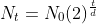 N_t=N_0(2)^{\frac{t}{d}}