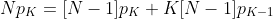 Np_K=[N-1]p_K+K[N-1]p_{K-1}