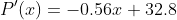 P'(x)=-0.56x+32.8