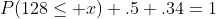 P(128\leq x)+.5+.34=1