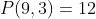 P(9,3)=12