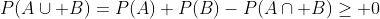 P(A\cup B)=P(A)+P(B)-P(A\cap B)\geq 0