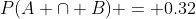 P(A \cap B) = 0.32