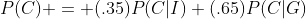 P(C) = (.35)P(C|I)+(.65)P(C|G)