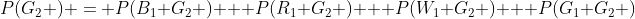 P(G_2 ) = P(B_1 G_2 ) + P(R_1 G_2 ) + P(W_1 G_2 ) + P(G_1 G_2 )