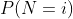 P(N=i)~{\color{red}\approx}~e^{-1}\cdot\frac{1^i}{i!}~\left[=\frac{e^{-1}}{i!}\right]