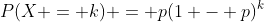 P(X = k) = p(1 - p)^k