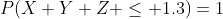 P(X+Y+Z \leq 1.3)=1