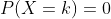 P(X=k)=0