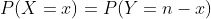 P(X=x)=P(Y=n-x)