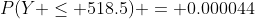 P(Y \leq 518.5) = 0.000044