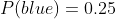 P(blue)=0.25