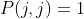 P(j,j)=1