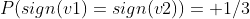 P(sign(v1)=sign(v2))= 1/3