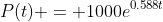 P(t) = 1000e^{0.588t}