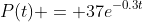 P(t) = 37e^{-0.3t}