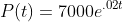 P(t)=7000e^{.02t}