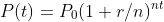 P(t)=P_0(1+r/n)^{nt}