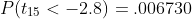 P(t_{15}<-2.8)=.006730