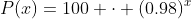 P(x)=100 \cdot (0.98)^x
