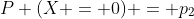P (X = 0) = p_{2}