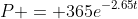 P = 365e^{-2.65t}