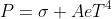 P=\sigma AeT^4