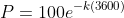 P=100e^{-k(3600)}
