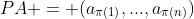 PA = (a_{\pi(1)},...,a_{\pi(n)})
